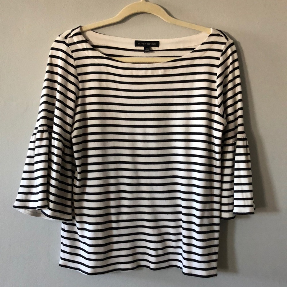 Black and white striped BR cotton top